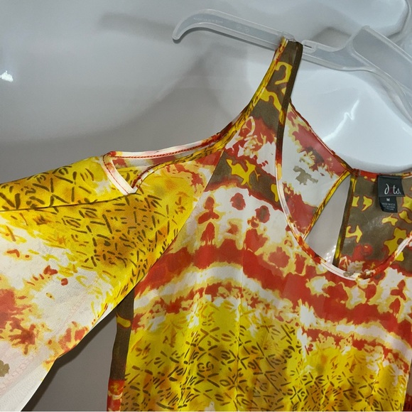 Cold Shoulder Split Open Back Blouse sz M - Picture 11 of 13